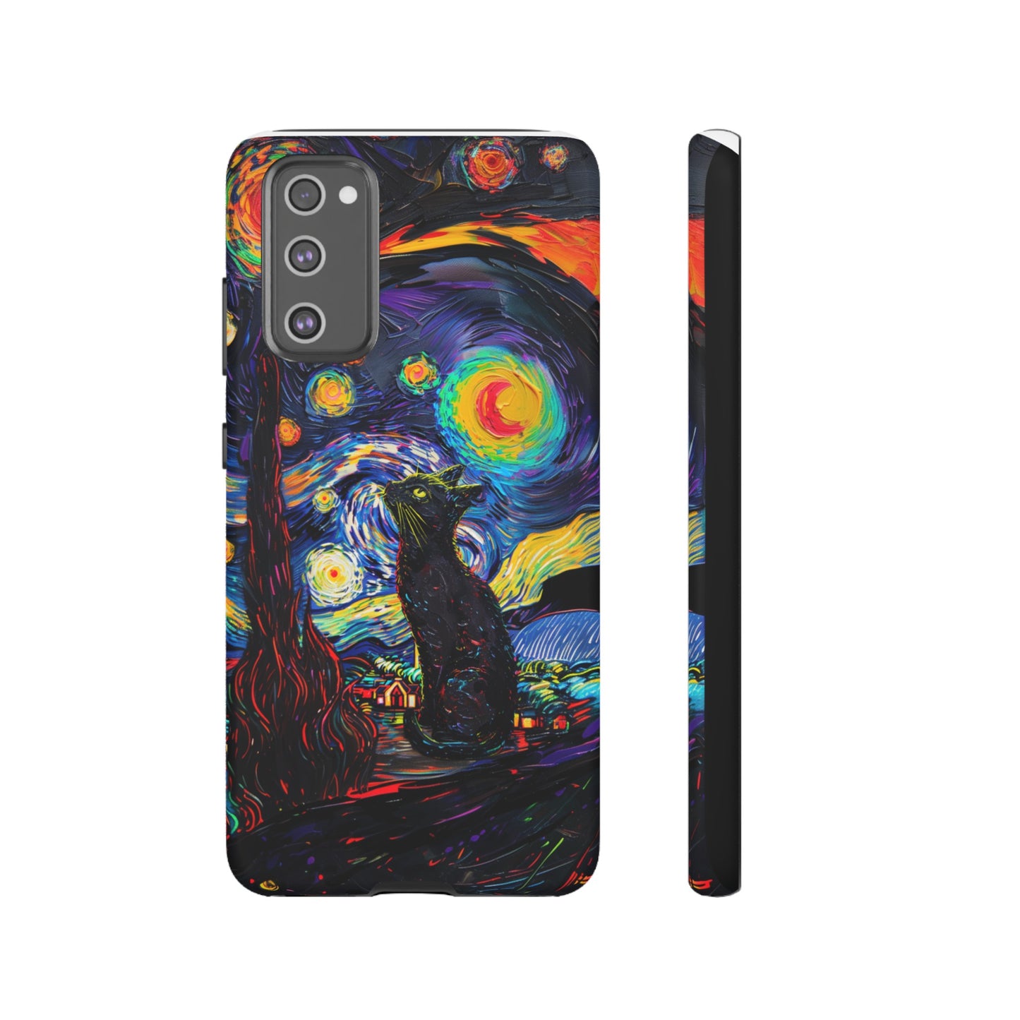 Starry Night Black Cat Van Gogh Painting Art Phone Case