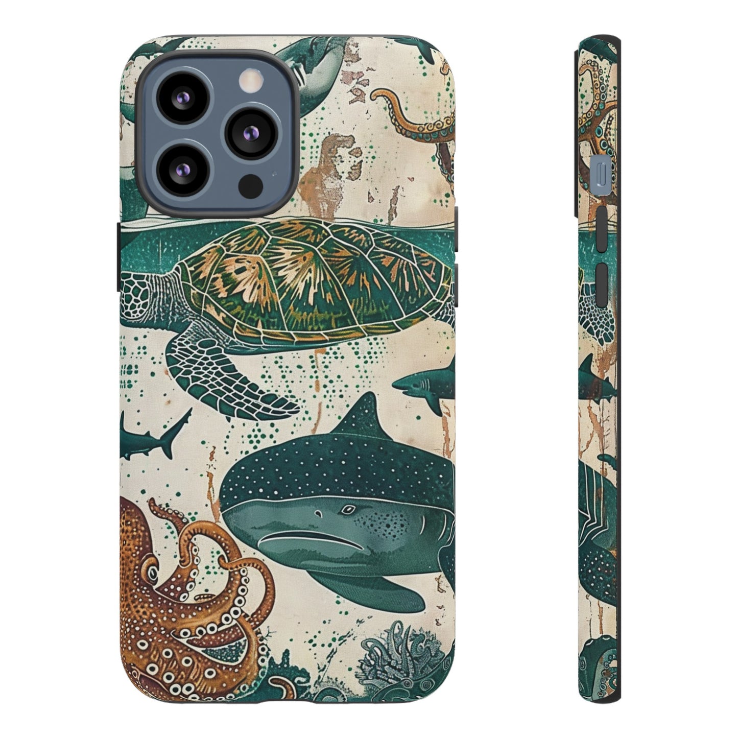 Undersea World Shark, Turtle, Manta Ray Phone Case