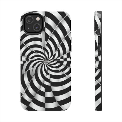 Trippy Black and White Optical Illusion Tough iPhone Case | Psychedelic Phone Cover