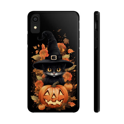 Trick or Treat Delight: Adorable Witch Cat Halloween Celebration | Whimsical iPhone Case