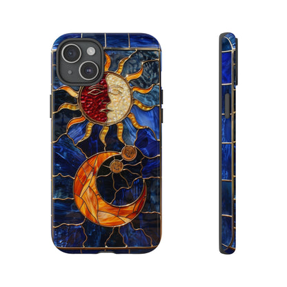 Celestial Stained Glass Moon and Stars iPhone 15 Case