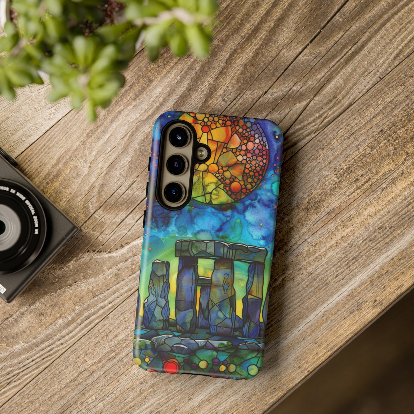 Stonehenge Neolithic Full Moon Stained Glass Watercolor Phone Cover