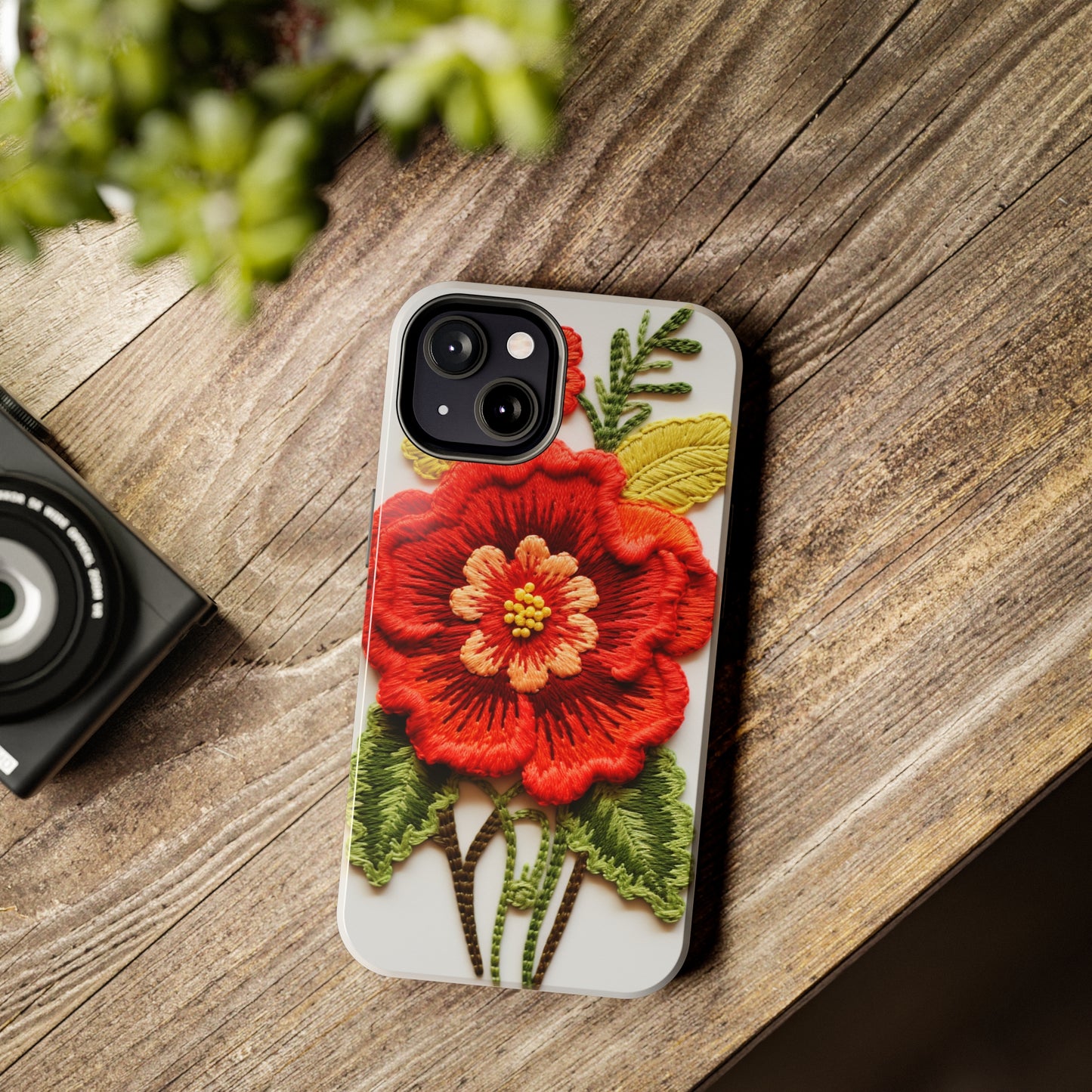 Floral Embroidery iPhone Case