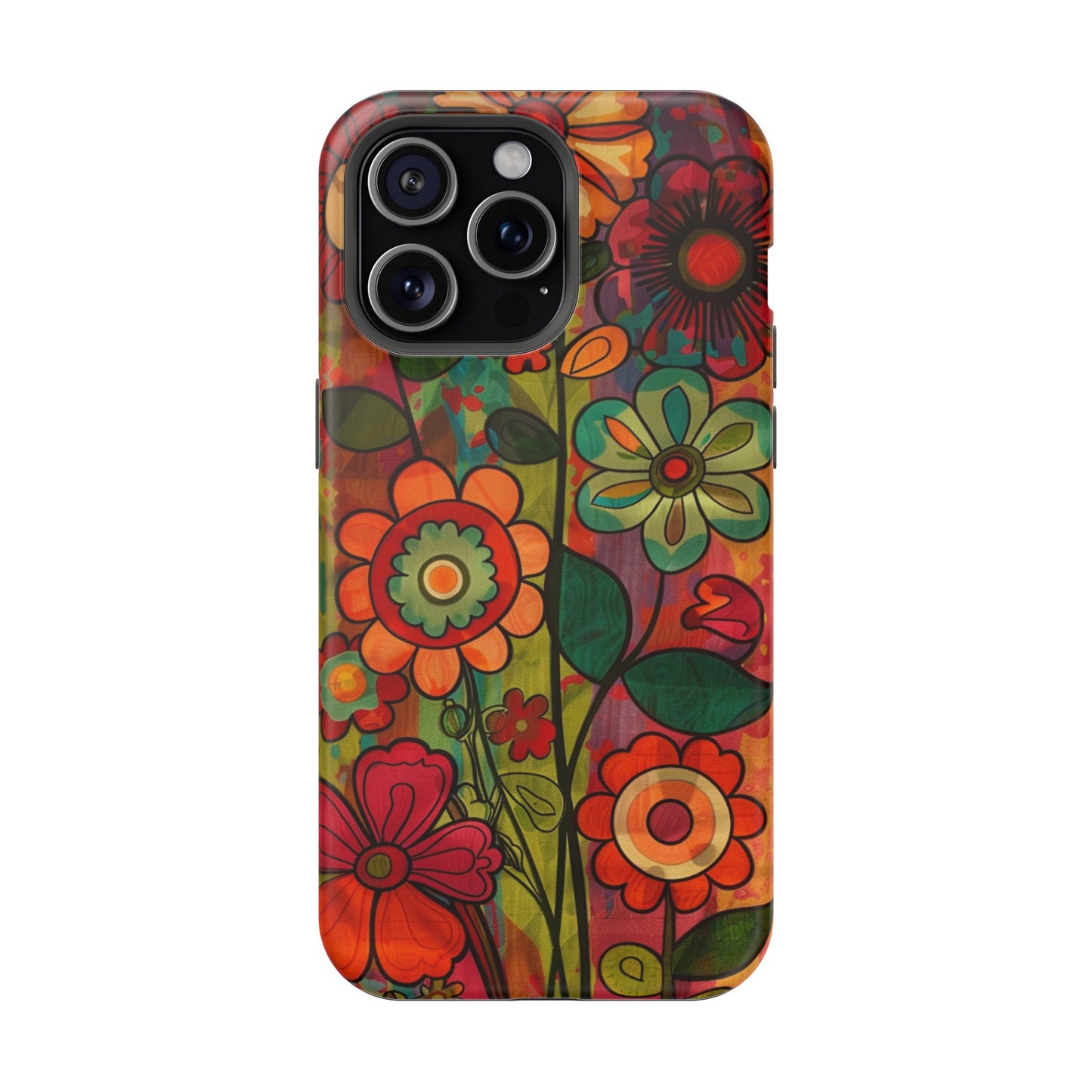 Retro Watercolor Abstract Floral Summer Style MagSafe Phone Case, iPhone 15 Case