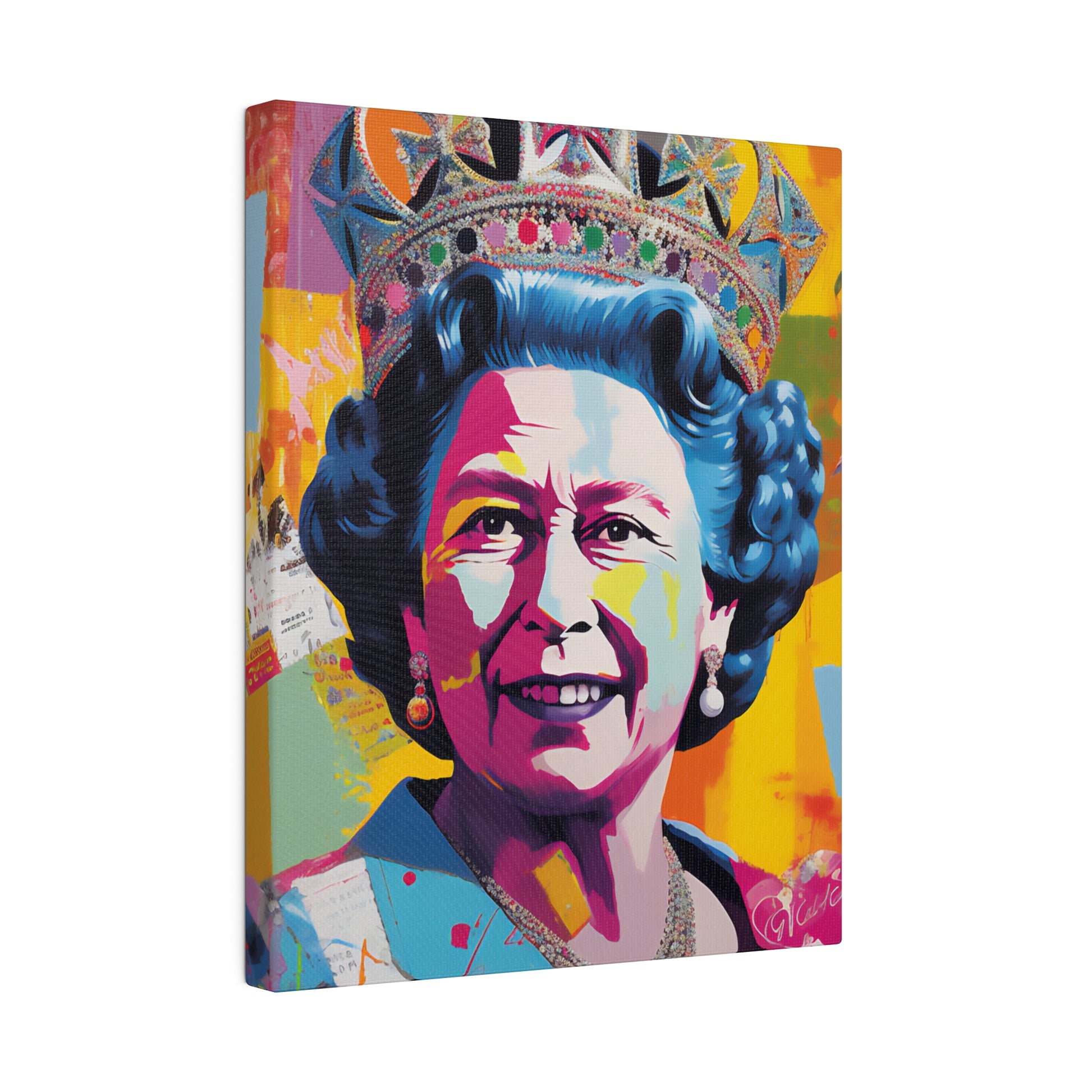 Queen Elizabeth 2 Pop Art Abstract Print Stretched Canvas Print