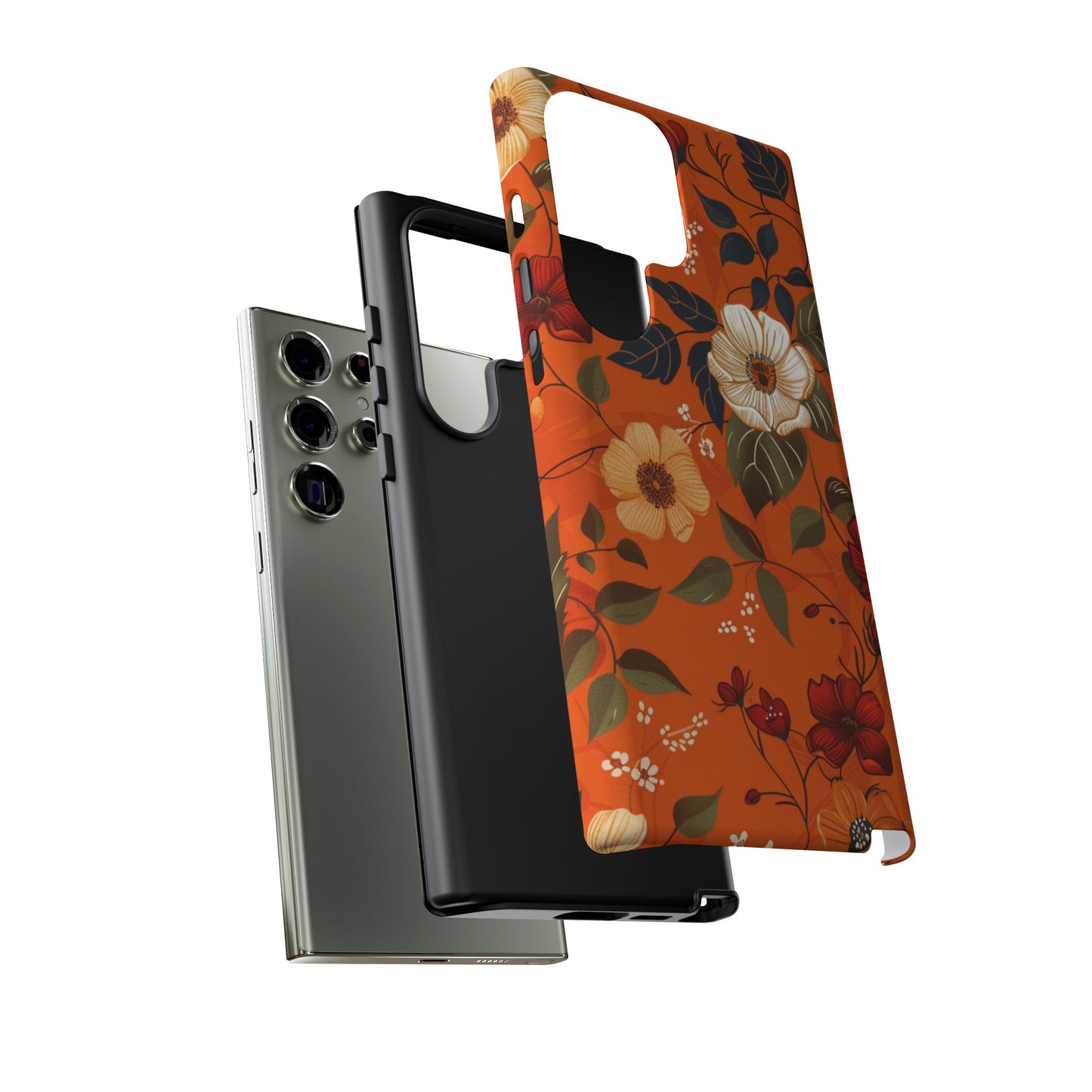 Orange Floral Phone Tough Case