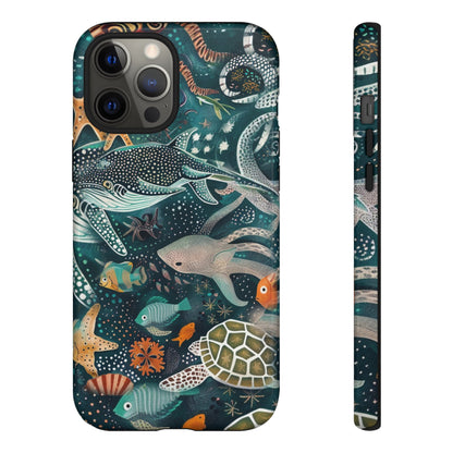 Undersea World Shark, Turtle, Manta Ray Phone Case