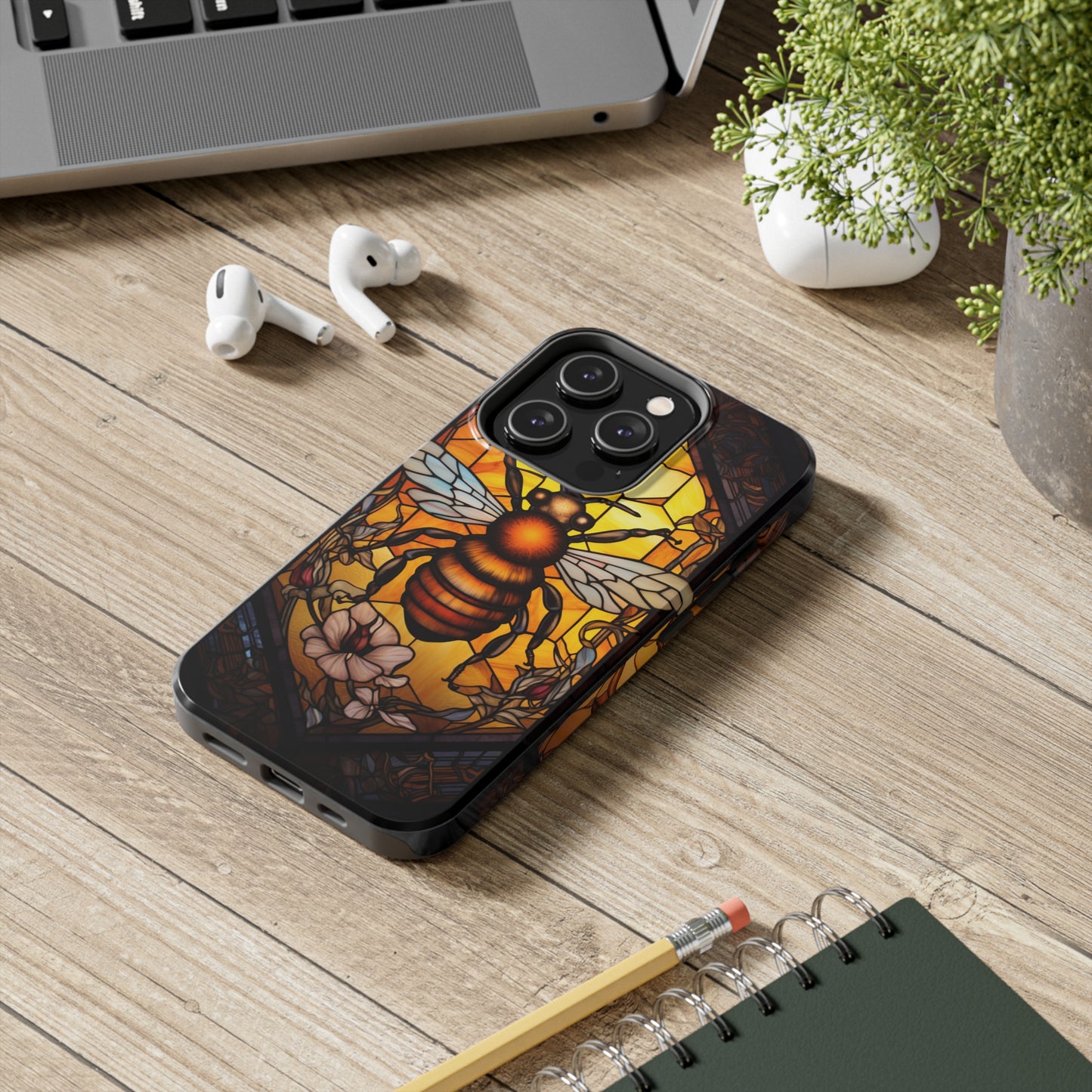 Stained glass Honey Bee iPhone Case | Embrace the Sweetness of Nature's Workers