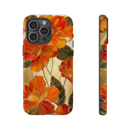 Orange Floral Phone Case Stained Glass Flower Aesthetic