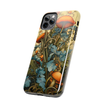 Vintage Mushroom iPhone Case Floral Aesthetic Art Nouveau Retro Phone Tough Case iPhone 14 Plus 13 12 7 8 SE Hippie Boho Style