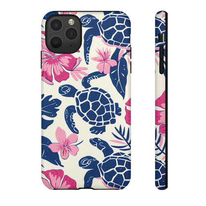 Undersea Floral Blue Sea Turtle Phone Case