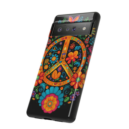 Peace Sign Embroidery Floral Hippie Style Phone Case