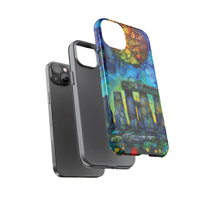 Stonehenge Neolithic Full Moon Stained Glass Watercolor Phone Cover