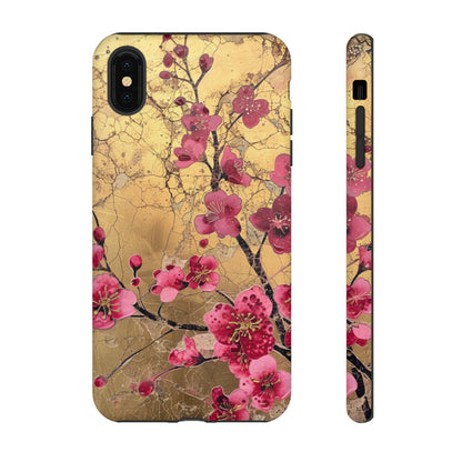 Pink Forget Me Nots Gold Floral Phone Case