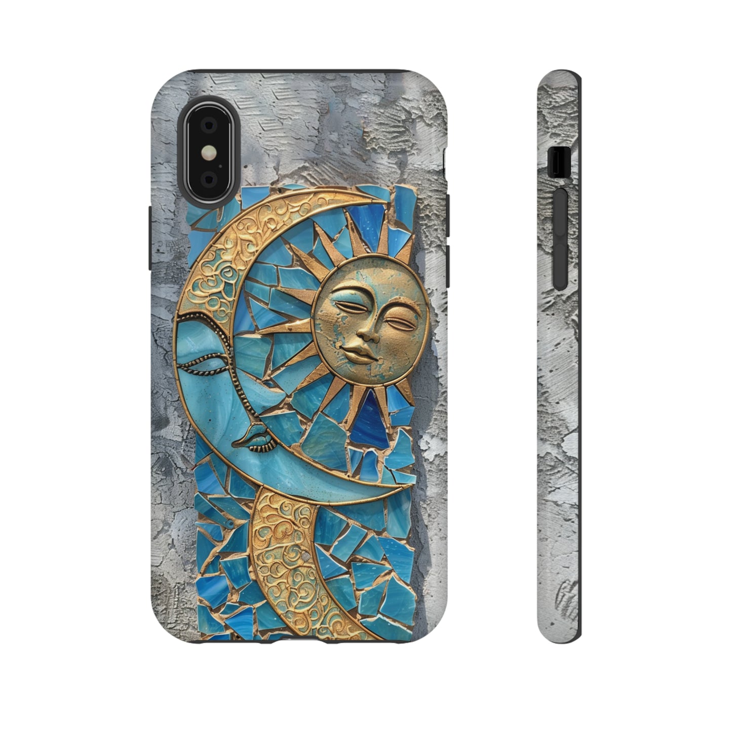 Boho Sun and Moon Mosaic Tile Stained Glass Phone Case