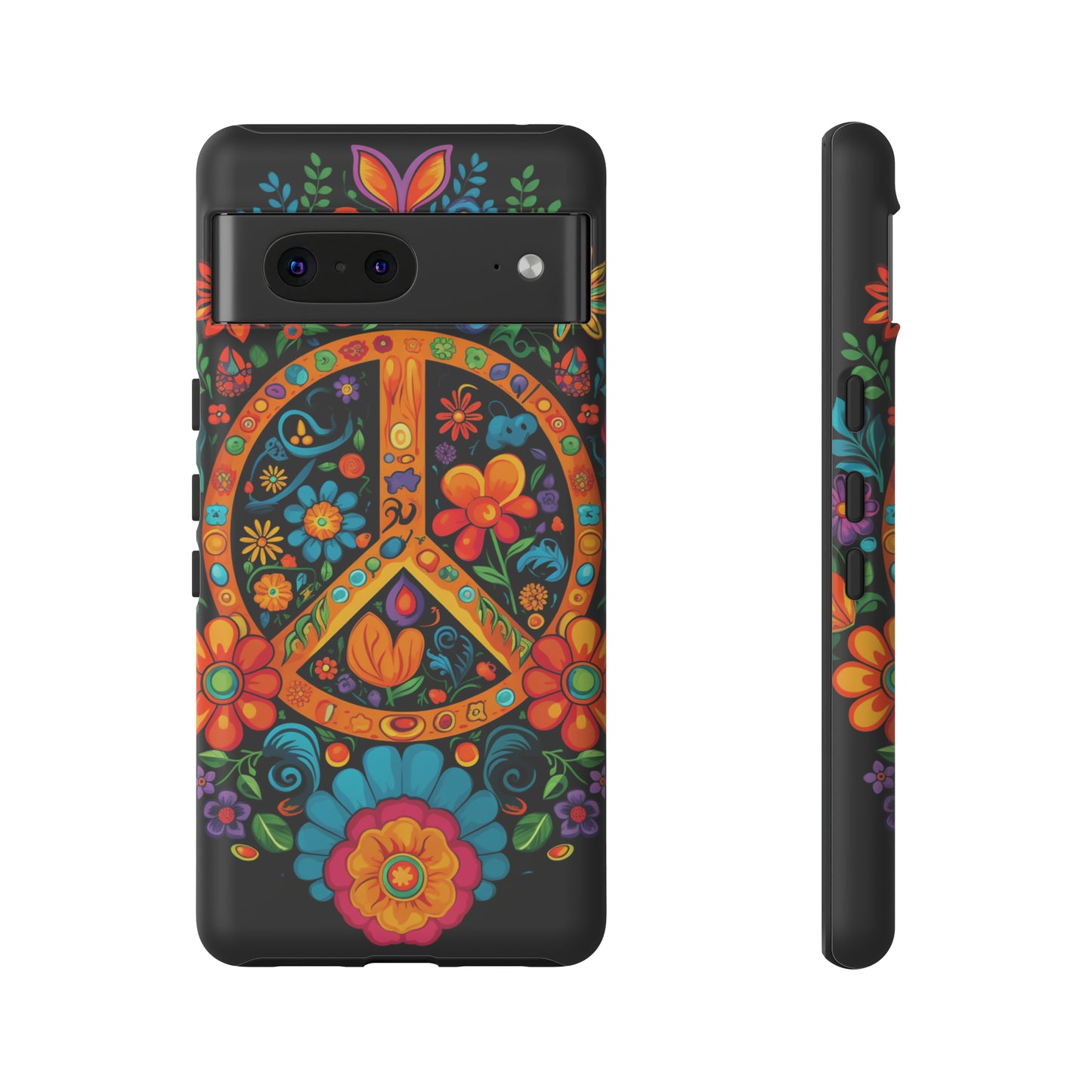 Peace Sign Embroidery Floral Hippie Style Phone Case