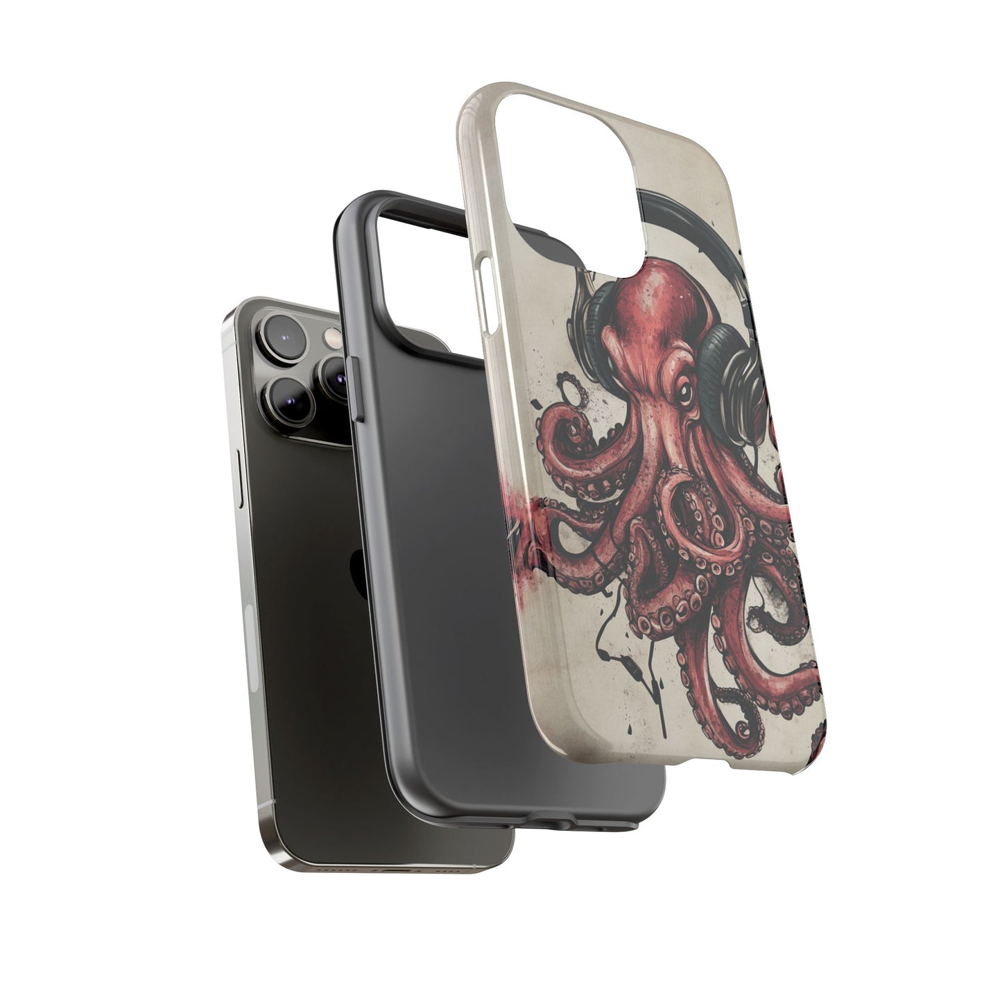 Retro Style Japanese Octopus Listening to Headphones Phone Cover