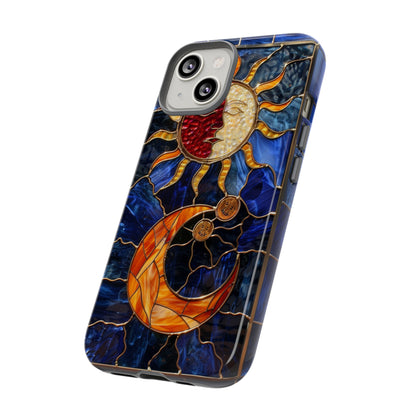 Celestial Stained Glass Moon and Stars iPhone 15 Case