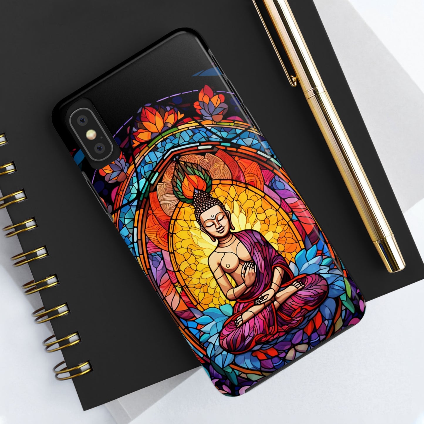 Stained Glass Magic iPhone Case: Psychedelic Tibet Buddha Mandala | iPhone 13 Case Mystical Tibetan Artistry