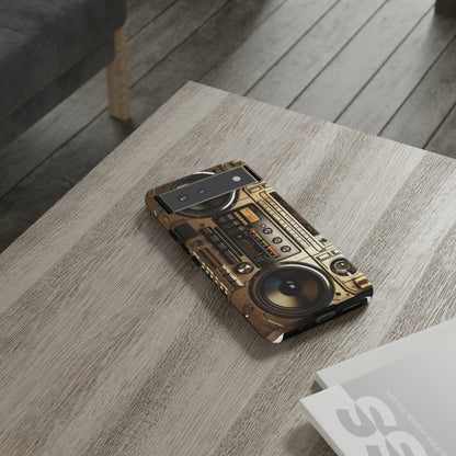 Urban Beats: Boombox Hip Hop Music Pixel Phone Case | Retro Rhythms for iPhone 15 Models