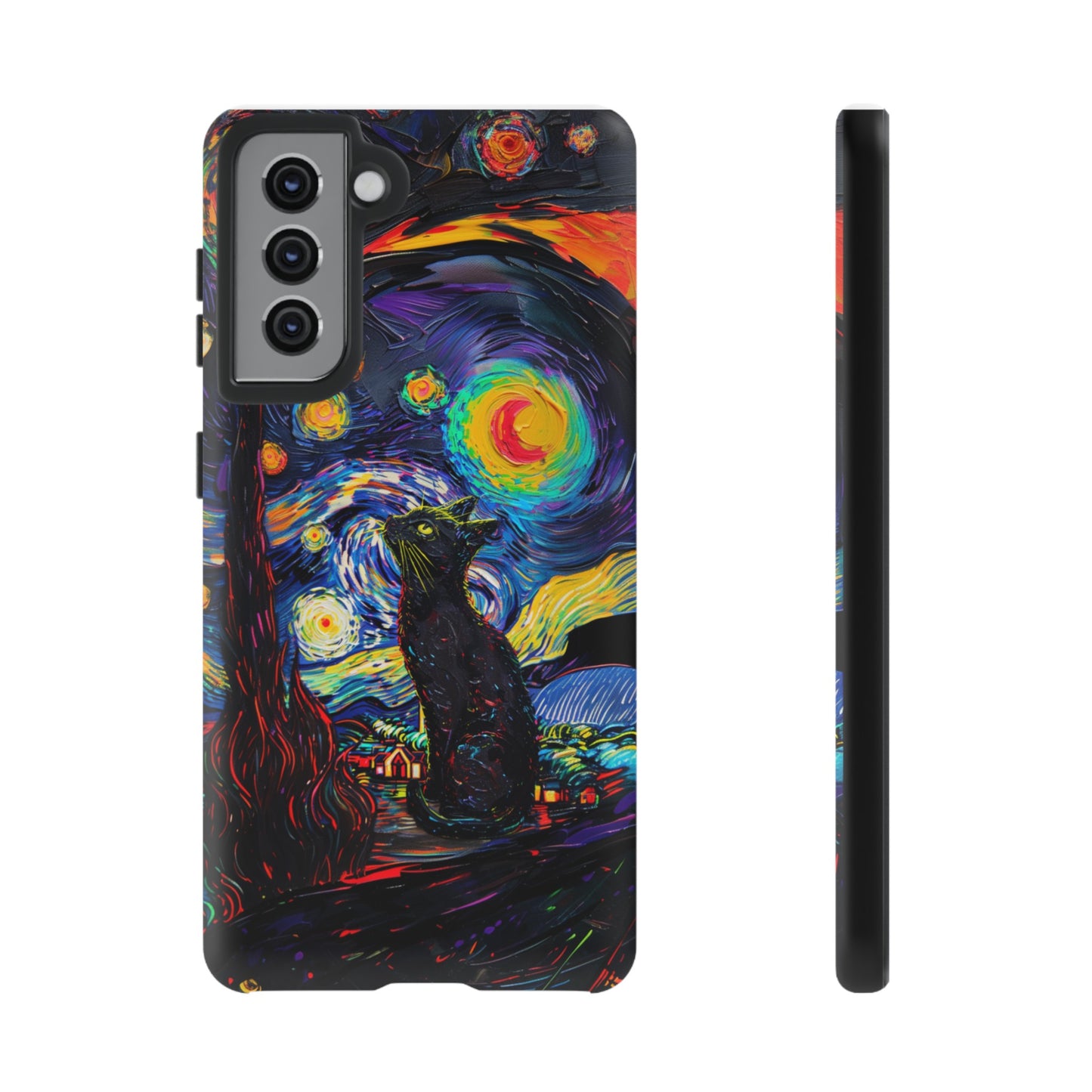 Starry Night Black Cat Van Gogh Painting Art Phone Case