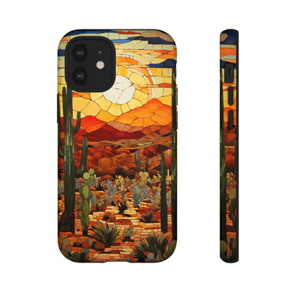 Desert Sunset Cactus Mosaic Tile