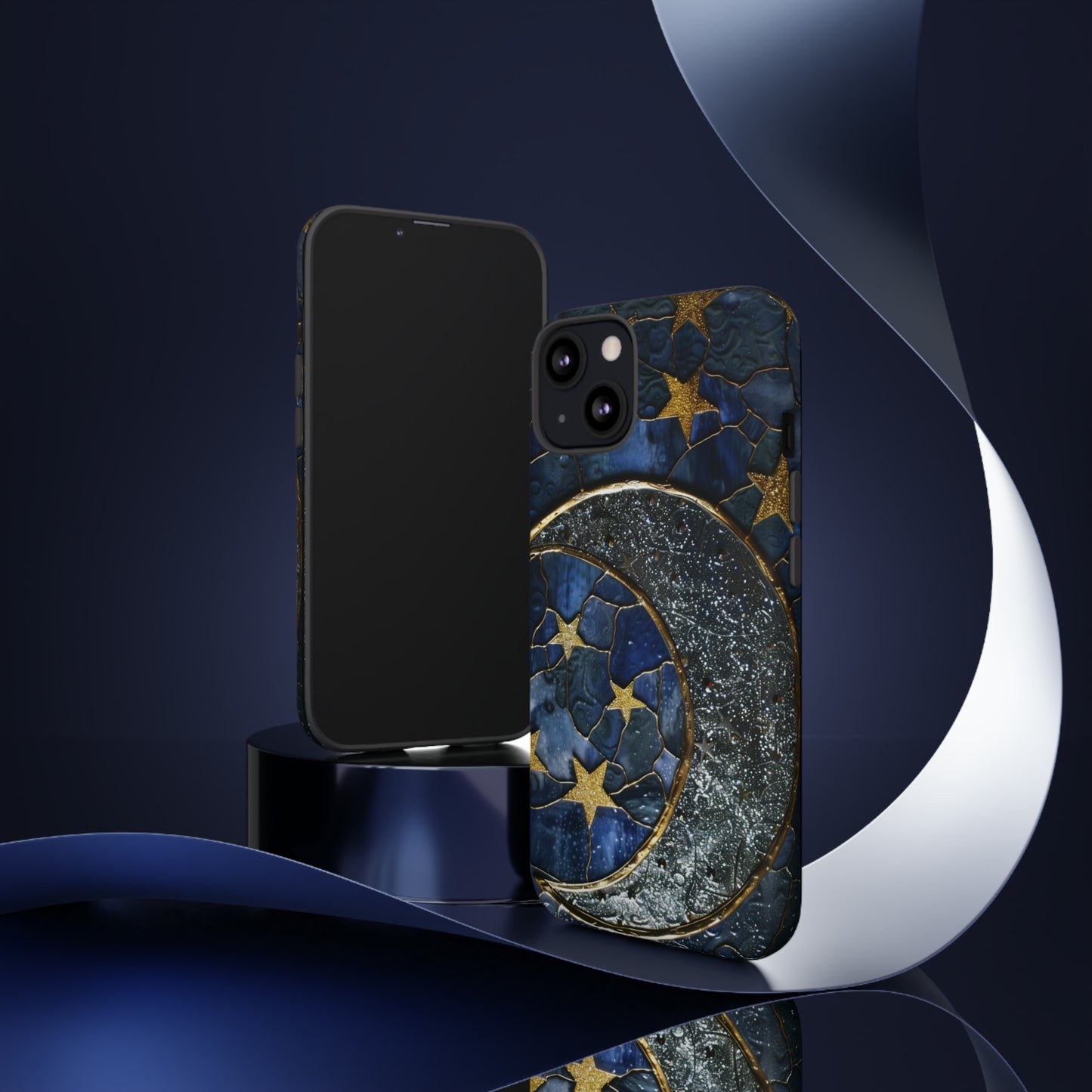 Moon Stars Stained Glass Starry Night Phone Case