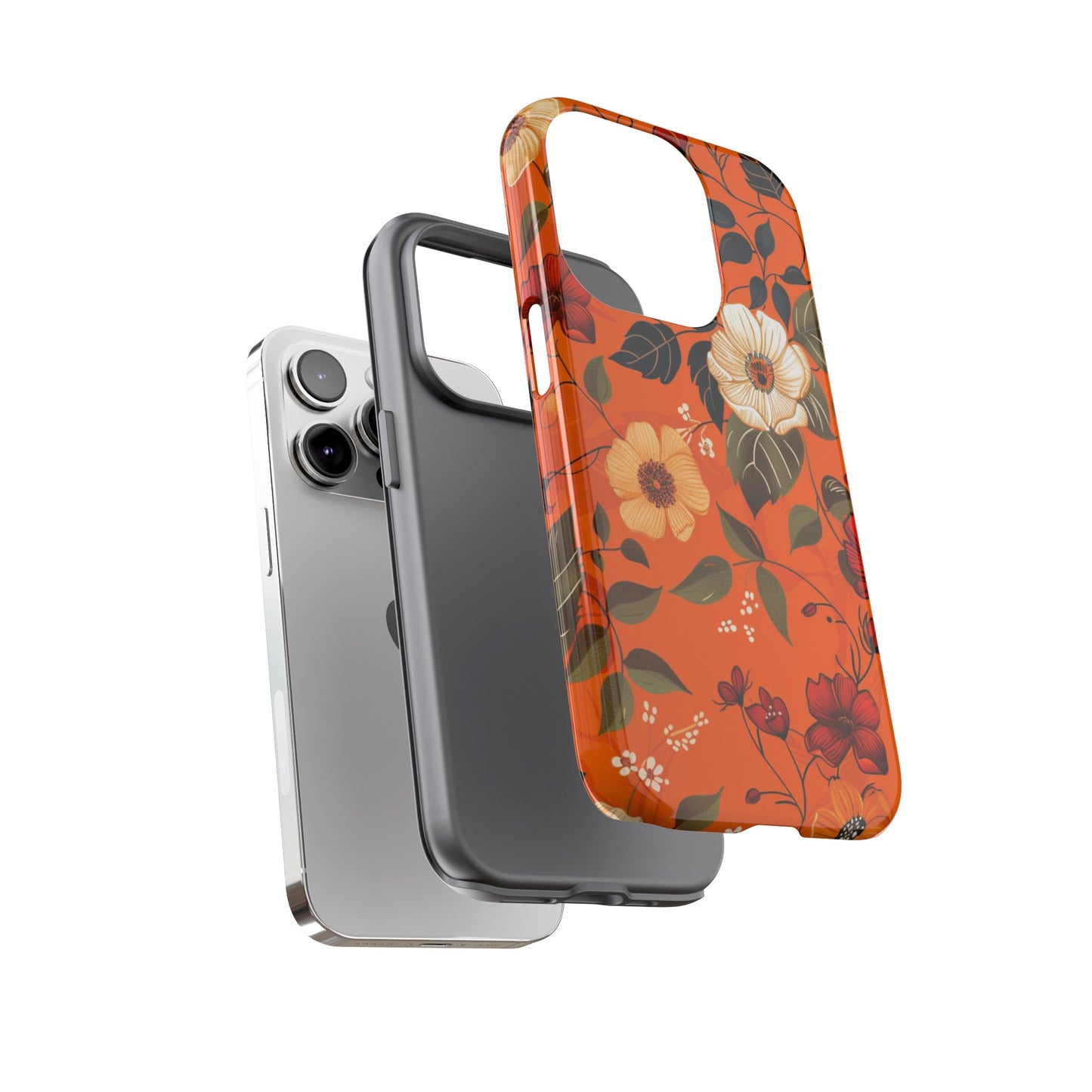 Orange Floral Phone Tough Case