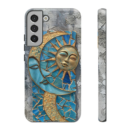 Boho Sun and Moon Mosaic Tile Stained Glass Phone Case