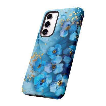 Forget Me Nots Gold Color Splash Floral Design Phone Case