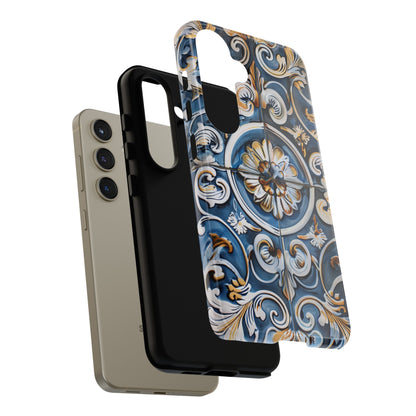 Azulejo Porcelain Blue & Creamy White Tile Mediterranean Design Phone Case