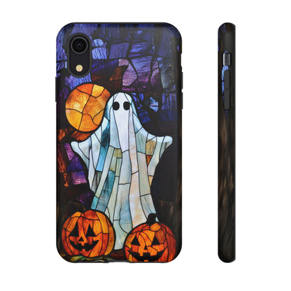 Stained Glass Halloween Ghost and Jack-o'-Lanterns Phone Cover