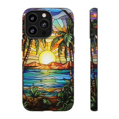 Tropical Stained Glass Sunset Beach