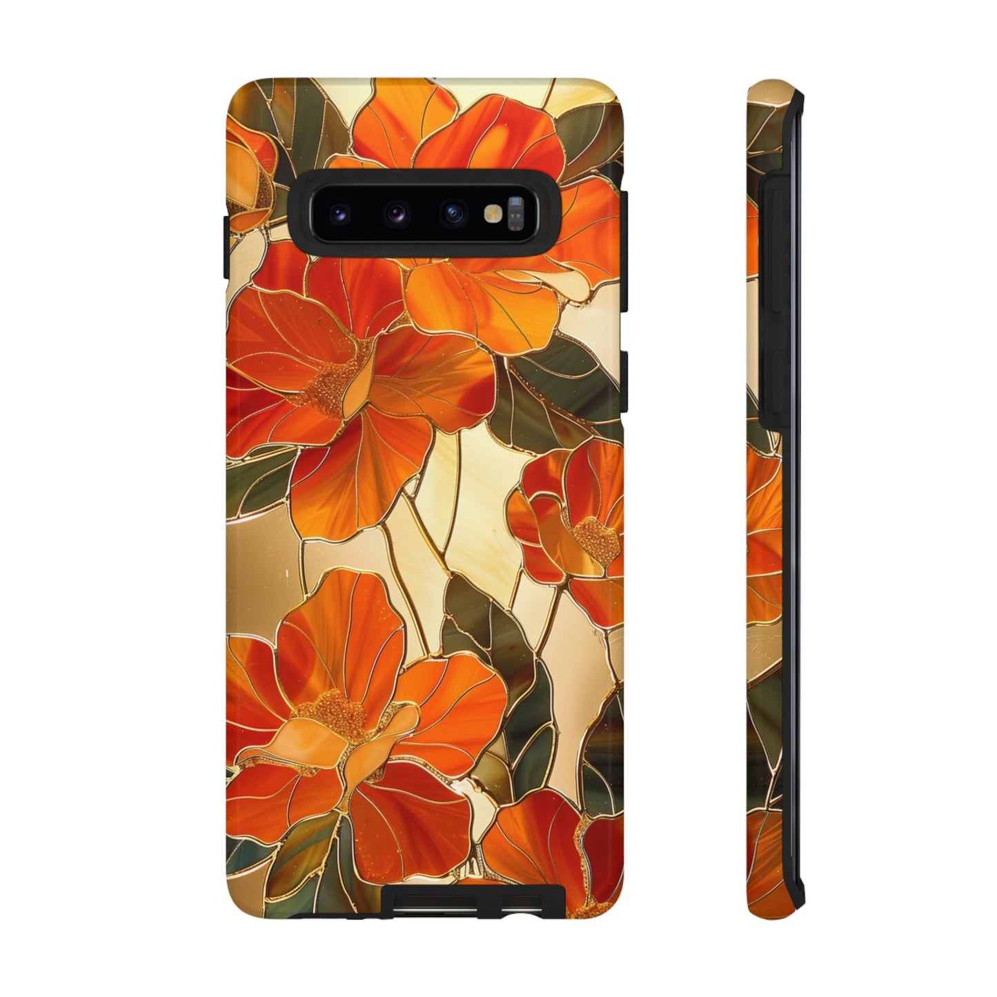 Orange Floral Phone Case Stained Glass Flower Aesthetic