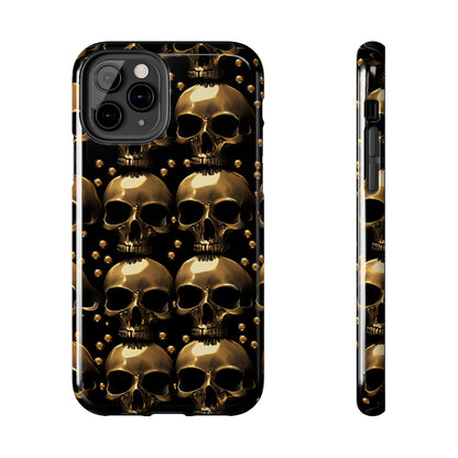 iPhone Case Golden Enigma: Where Goth Meets Glamour | Gold Skulls iPhone Tough Case