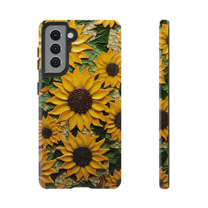 Sunflower Floral Color Explosion Mosaic Glass