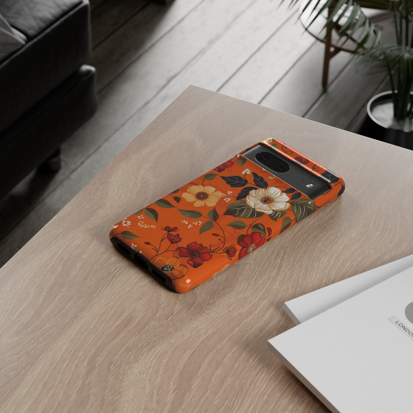 Orange Floral Phone Tough Case