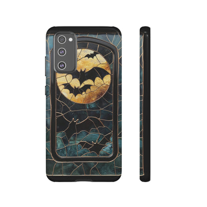 Halloween Phone Case Bats Stained Glass Style Spooky Moon Phone Cover