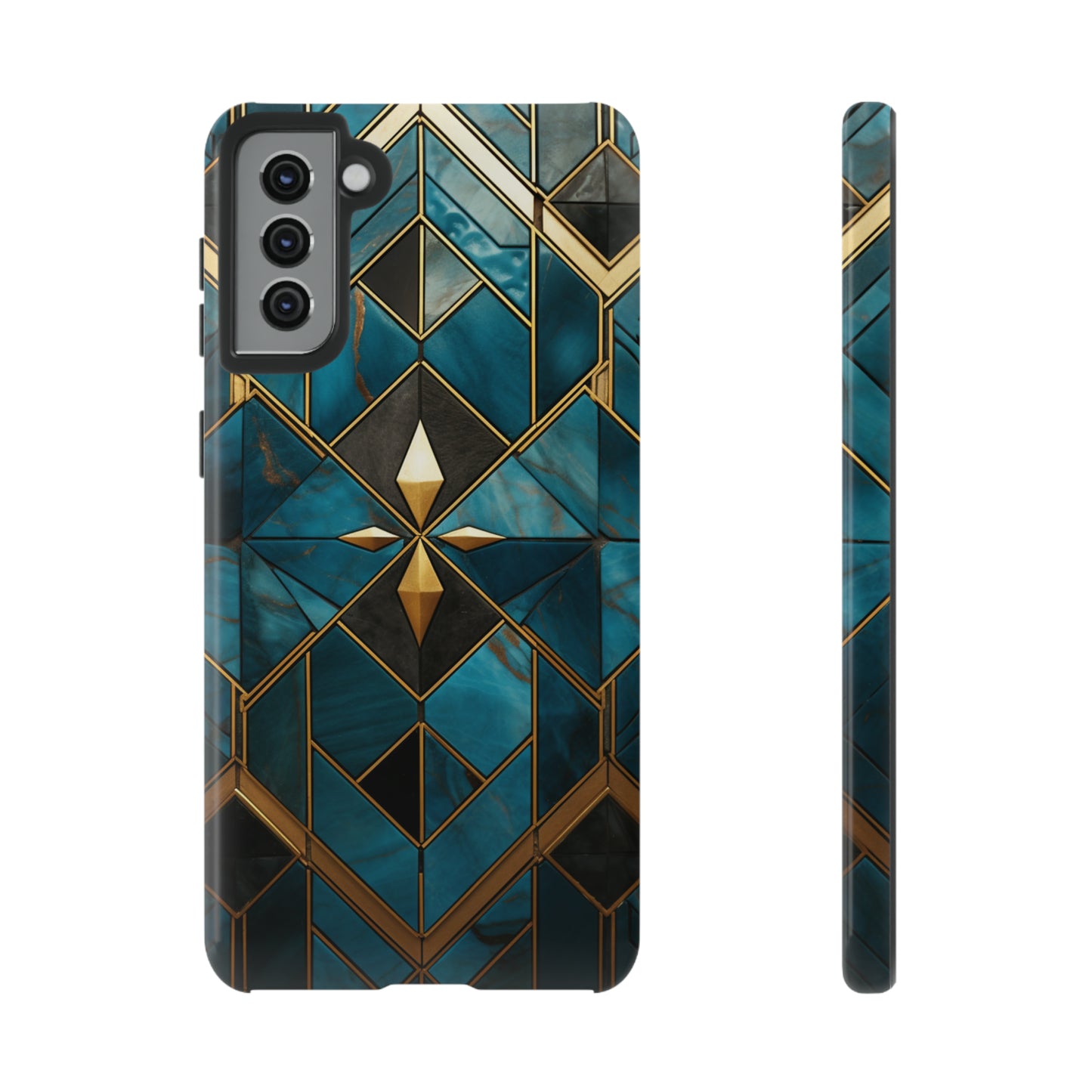 Gold and Blue Marble Mosaic Phone Case