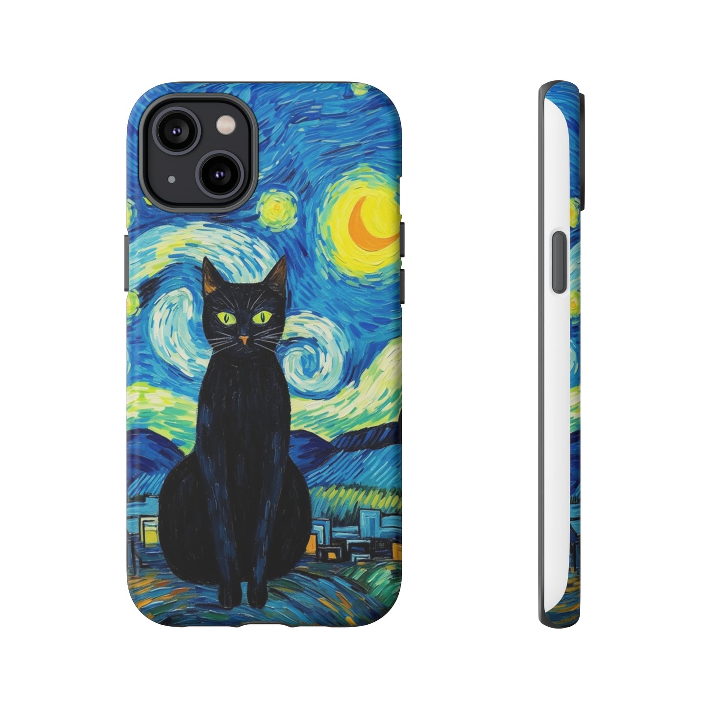 Starry Night Van Gogh Black Cat iPhone, Samsung Galaxy, Google Pixel  Case | Embrace Artistic Whimsy and Feline Charm