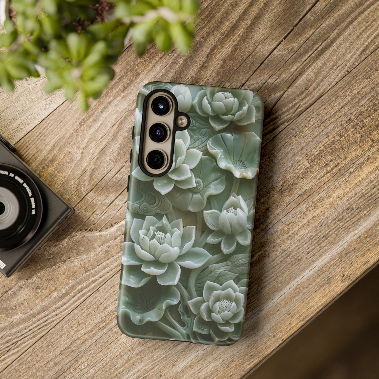 Green Jade Lotus Floral Art Phone Case