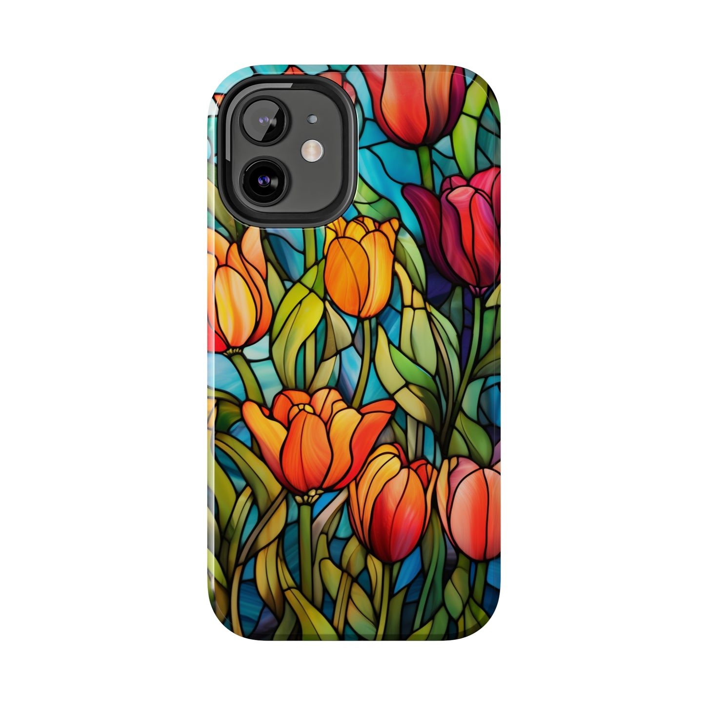 Stained Glass Tulip Floral Aesthetic iPhone Case | Embrace the Beauty of Nature in Full Bloom