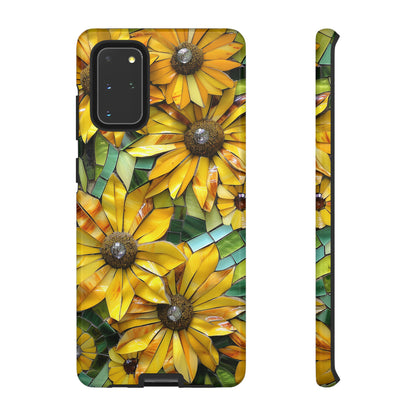 Yellow and Gold Daisy Mosaic Stained Glass Phone Case for iPhone 15, 14, Pro Max, 13, 12 & Samsung Galaxy S23, S22, S21, Google Pixel