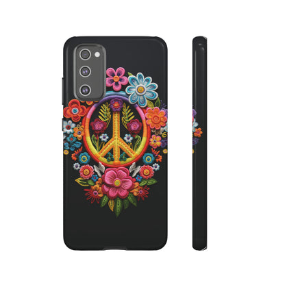 Peace Sign Embroidery Floral Hippie Style Phone Case