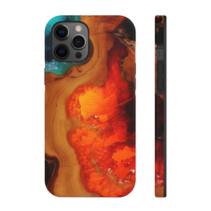 Faux Wood and Colorful Epoxy iPhone Case | Embrace the Beauty of Nature and Vibrant Artistry