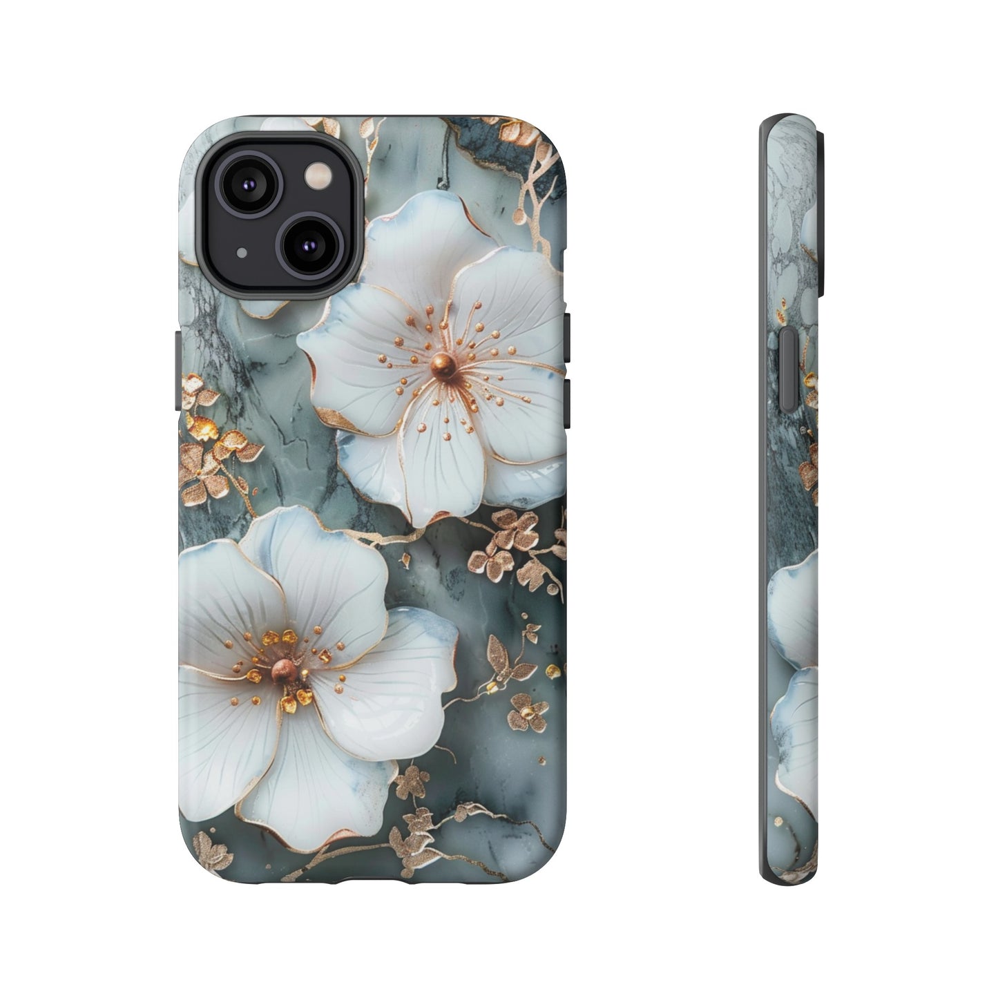 White Flower on Marble Stone  Phone Case