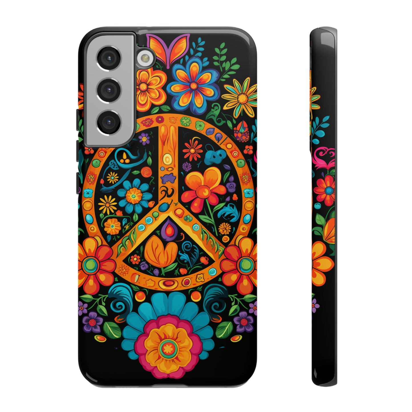 Peace Sign Embroidery Floral Hippie Style Phone Case