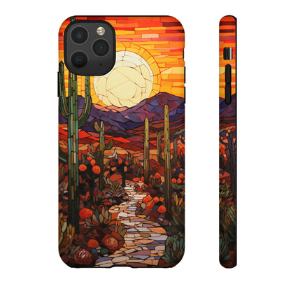 Desert Sunset Cactus Mosaic Tile