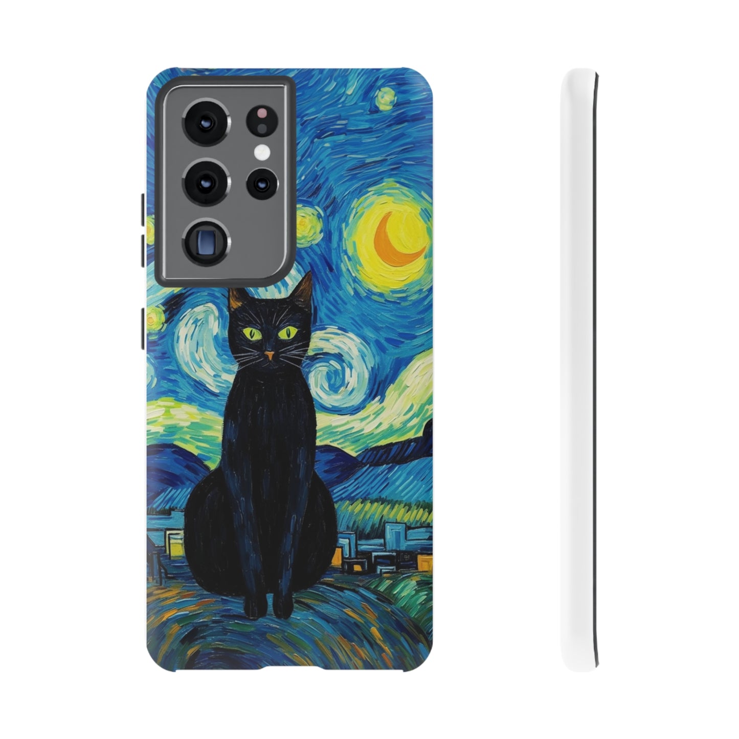 Starry Night Van Gogh Black Cat iPhone, Samsung Galaxy, Google Pixel  Case | Embrace Artistic Whimsy and Feline Charm