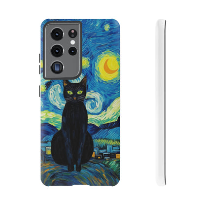 Starry Night Van Gogh Black Cat iPhone, Samsung Galaxy, Google Pixel  Case | Embrace Artistic Whimsy and Feline Charm